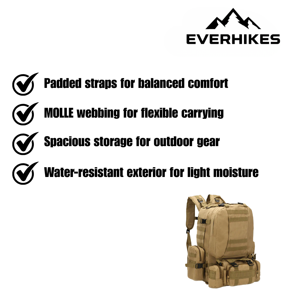 Tactical Backpack, Rugged Water-Resistant Outdoor Pack