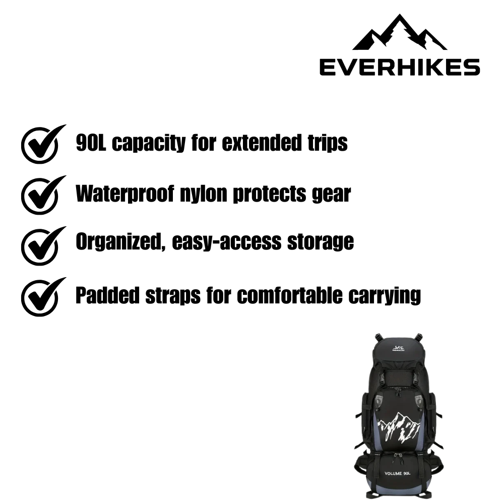 Hiking Backpack Waterproof 90L Large-Capacity Travel Pack