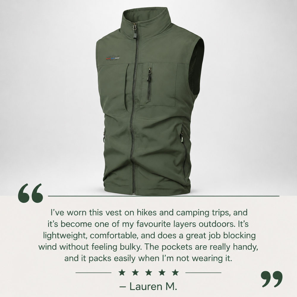 Outdoor Vest for Men, Lightweight Multi-Pocket Hiking Layer