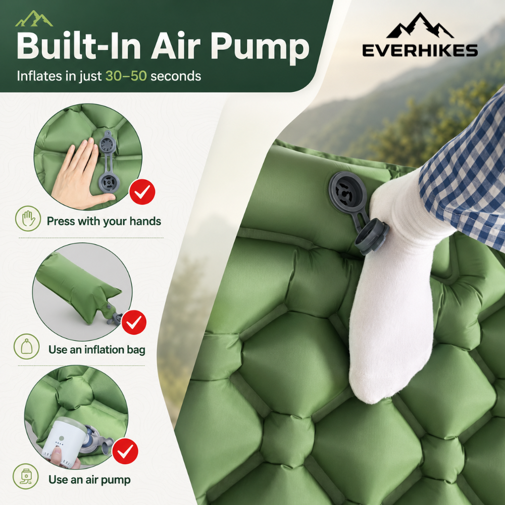 Camping Sleeping Pad Lightweight with Built-In Pump and Pillow