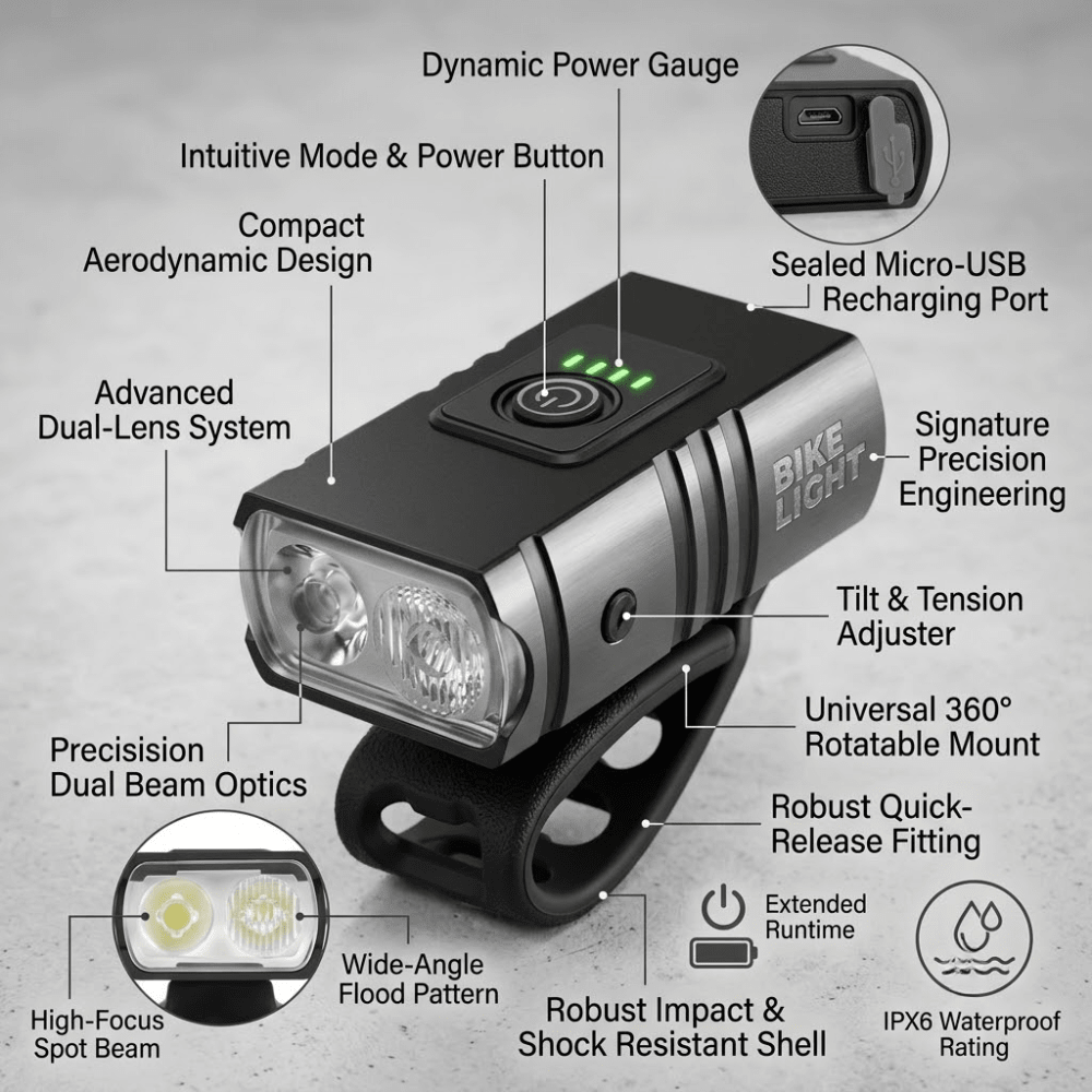 Bike Light Set Rechargeable LED with Front and Rear Lights - Everhikes