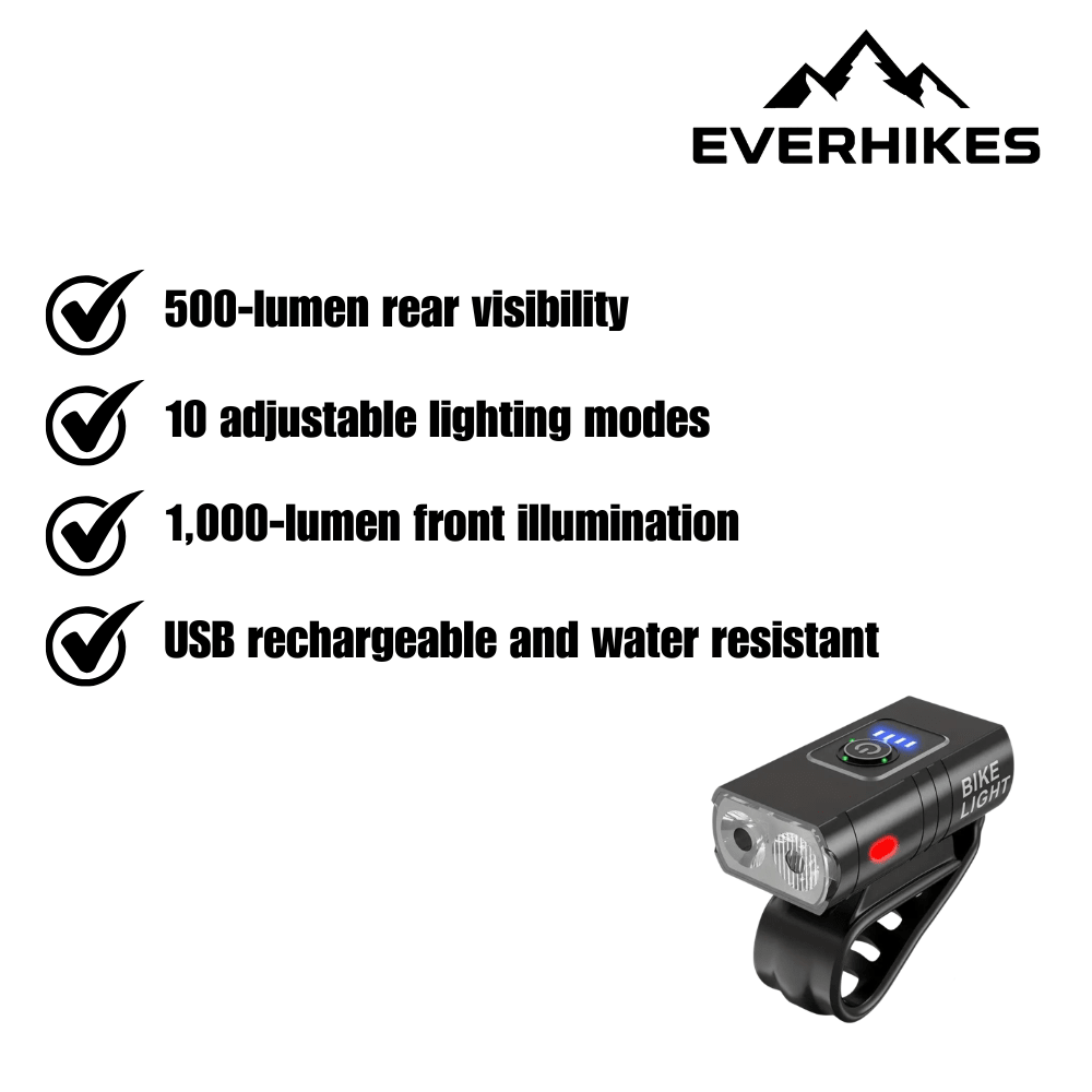 Bike Light Set Rechargeable LED with Front and Rear Lights - Everhikes