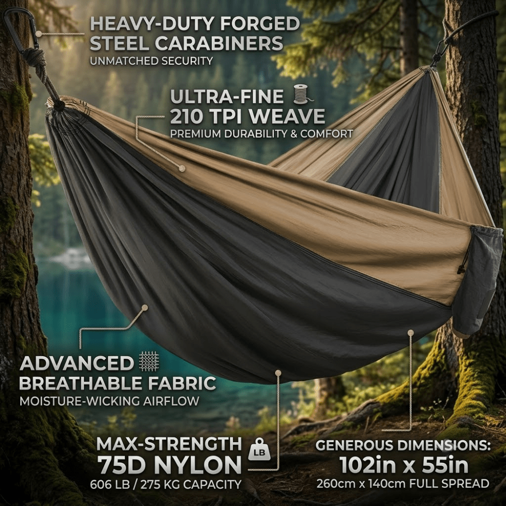 Camping Hammock Lightweight Double with Tree Straps - Everhikes