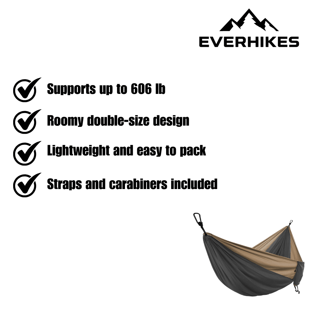 Camping Hammock Lightweight Double with Tree Straps - Everhikes