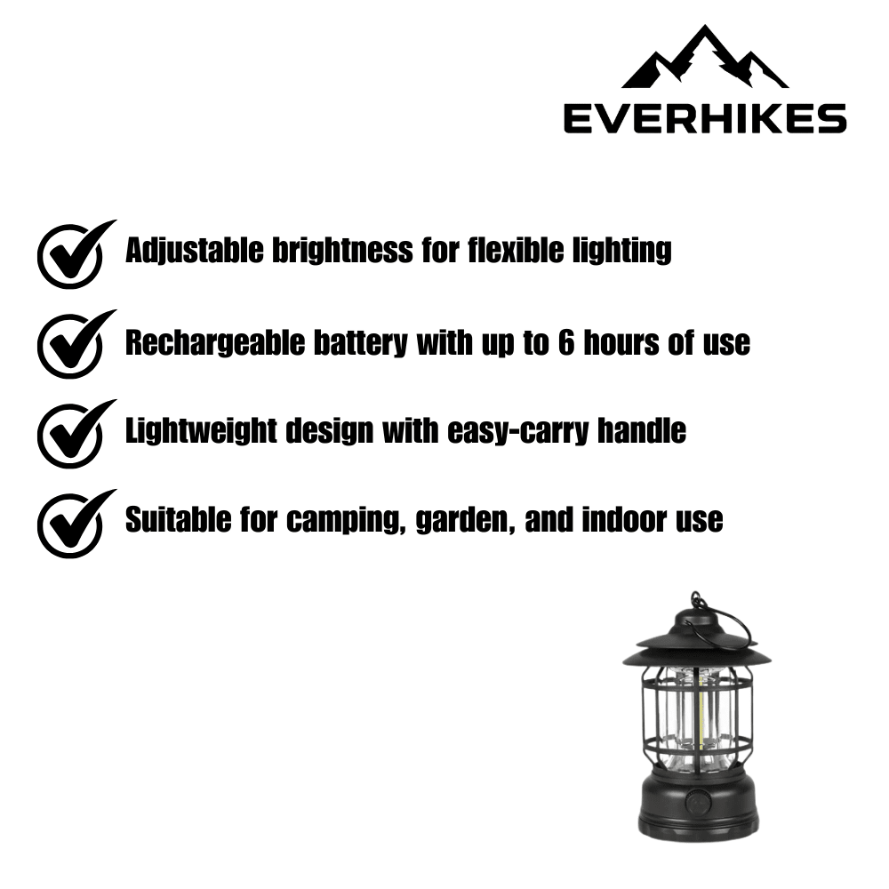 Camping Lantern, Rechargeable Adjustable LED Light - Everhikes