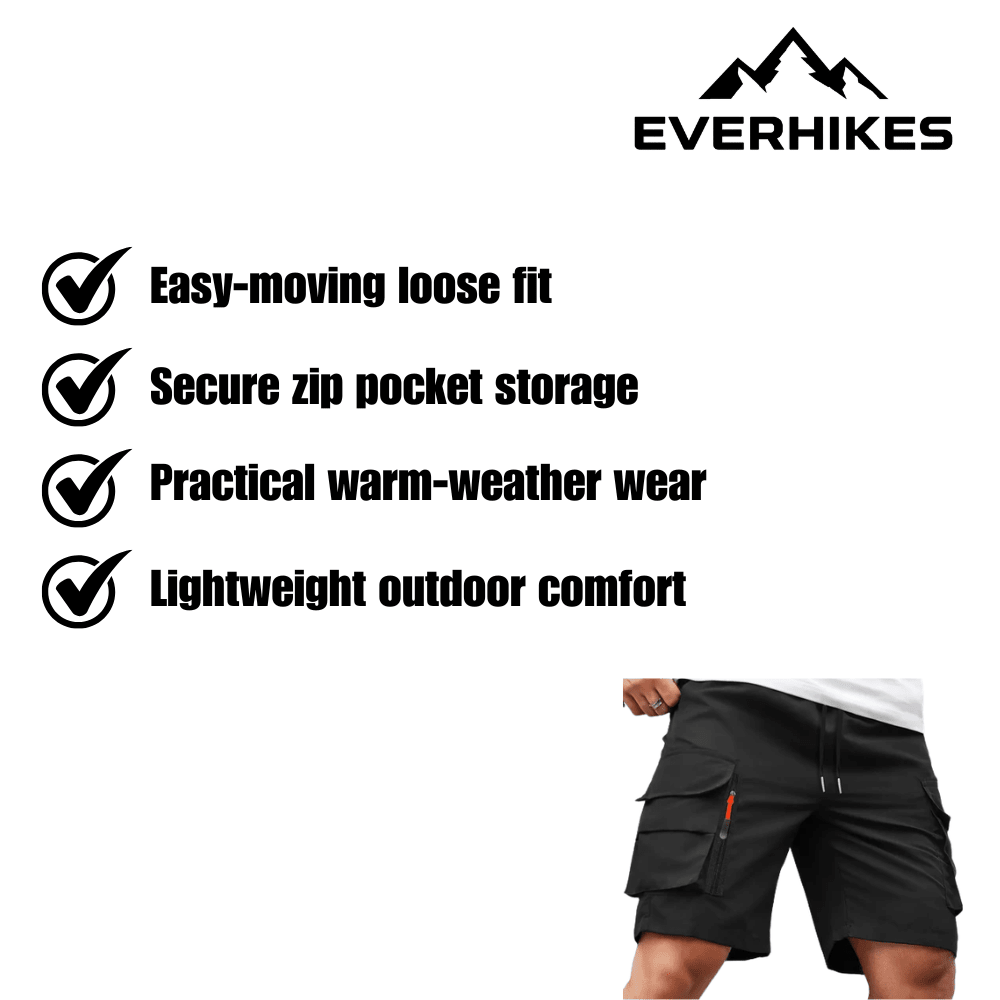 Cargo Shorts, Lightweight Zip - Pocket Hiking Shorts | Everhikes - Everhikes