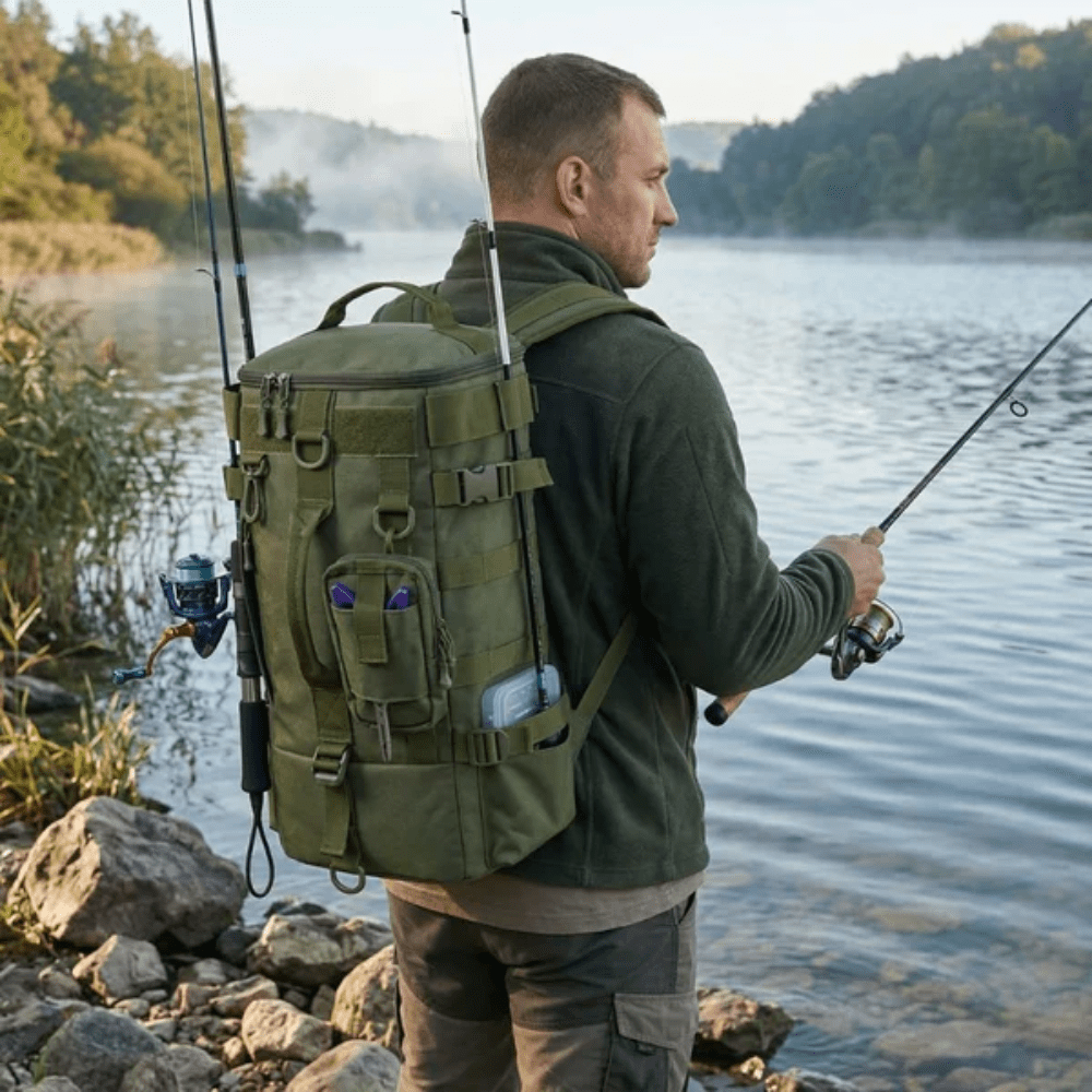 Fishing Backpack with Rod Holders, Durable Water - Resistant Pack | Everhikes - Evercrest Outdoors