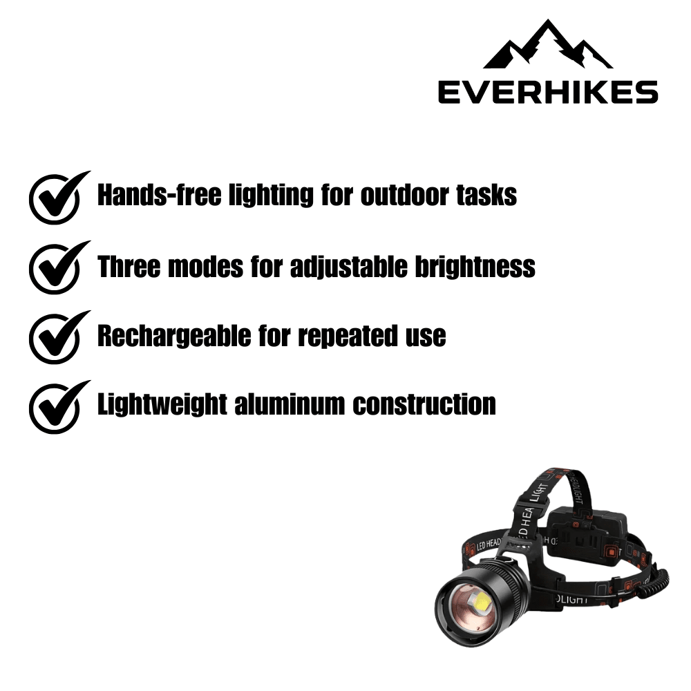 Headlamp – Rechargeable Aluminum LED Light | Everhikes - Everhikes