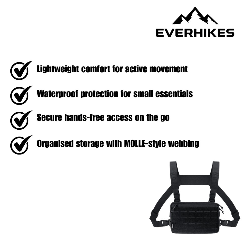 Hiking Chest Bag, Lightweight Waterproof Nylon Adjustable Fit - Everhikes