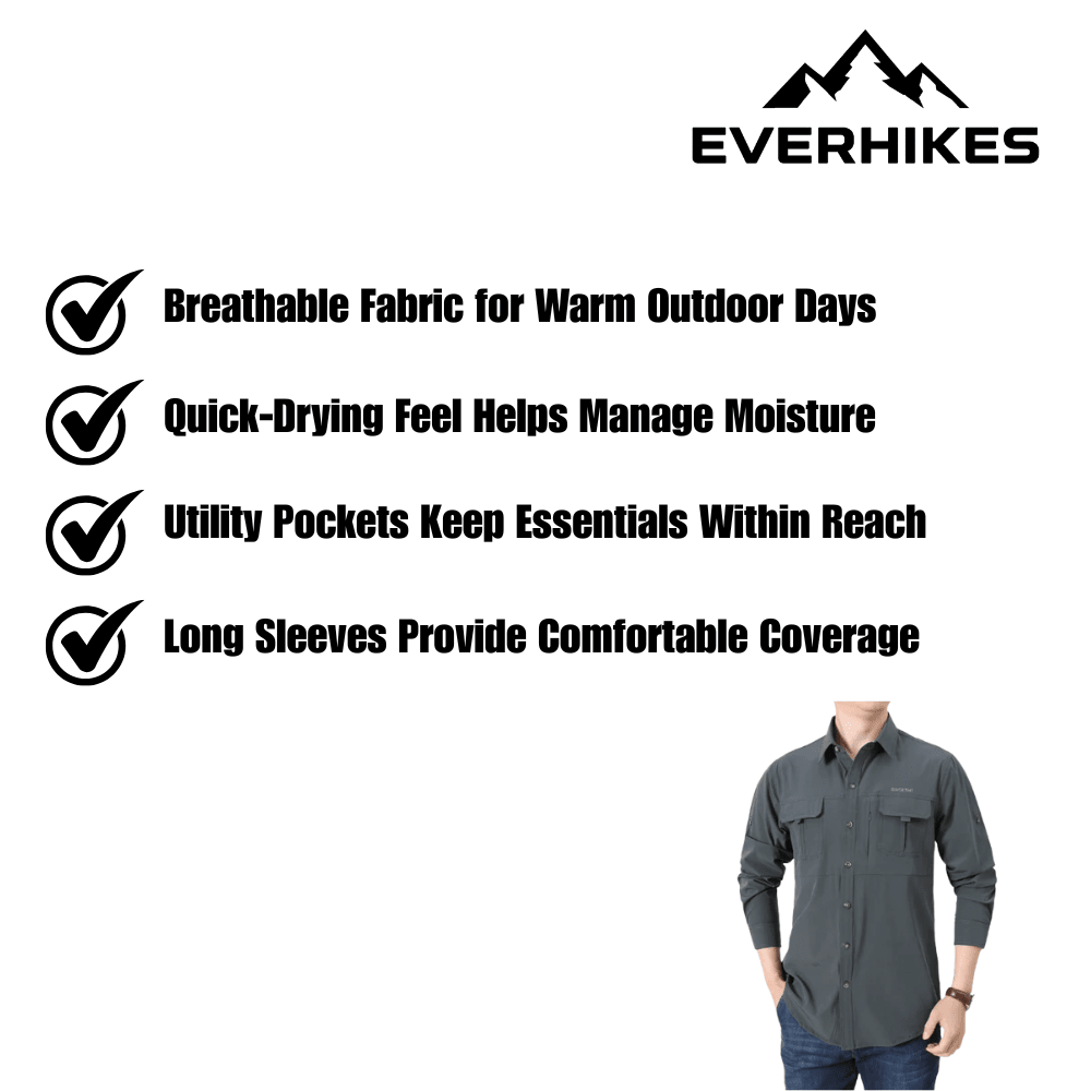Hiking Shirt, Lightweight Breathable Long - Sleeve | Everhikes - Everhikes