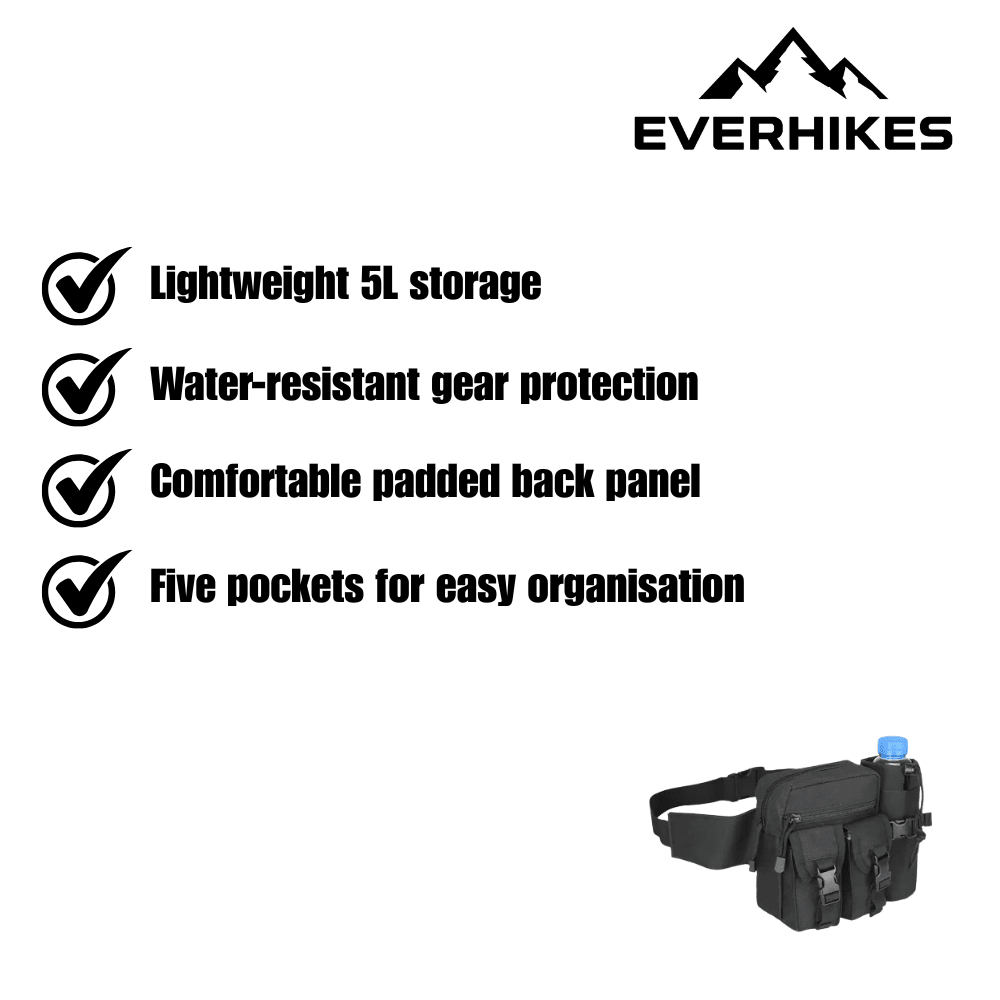 Hiking Waist Pack, Lightweight Water-Resistant Gear Bag - Everhikes