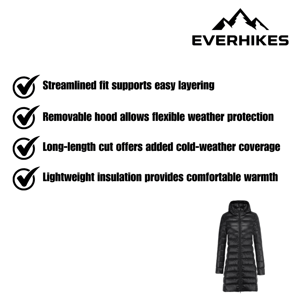 Insulated Jacket, Lightweight Long Outdoor Coat | Everhikes - Everhikes