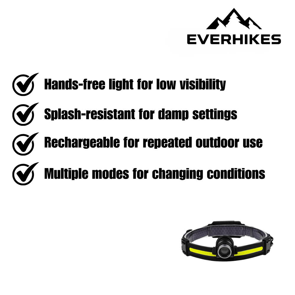 LED Headlamp, Rechargeable Splash - Resistant | Everhikes - Everhikes