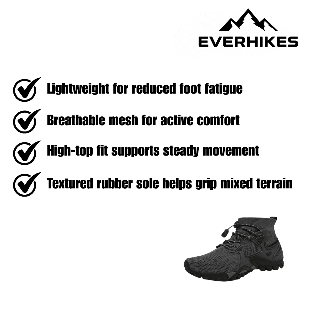 Men’s Lightweight Breathable Hiking Shoes with Non - Slip Grip - Everhikes
