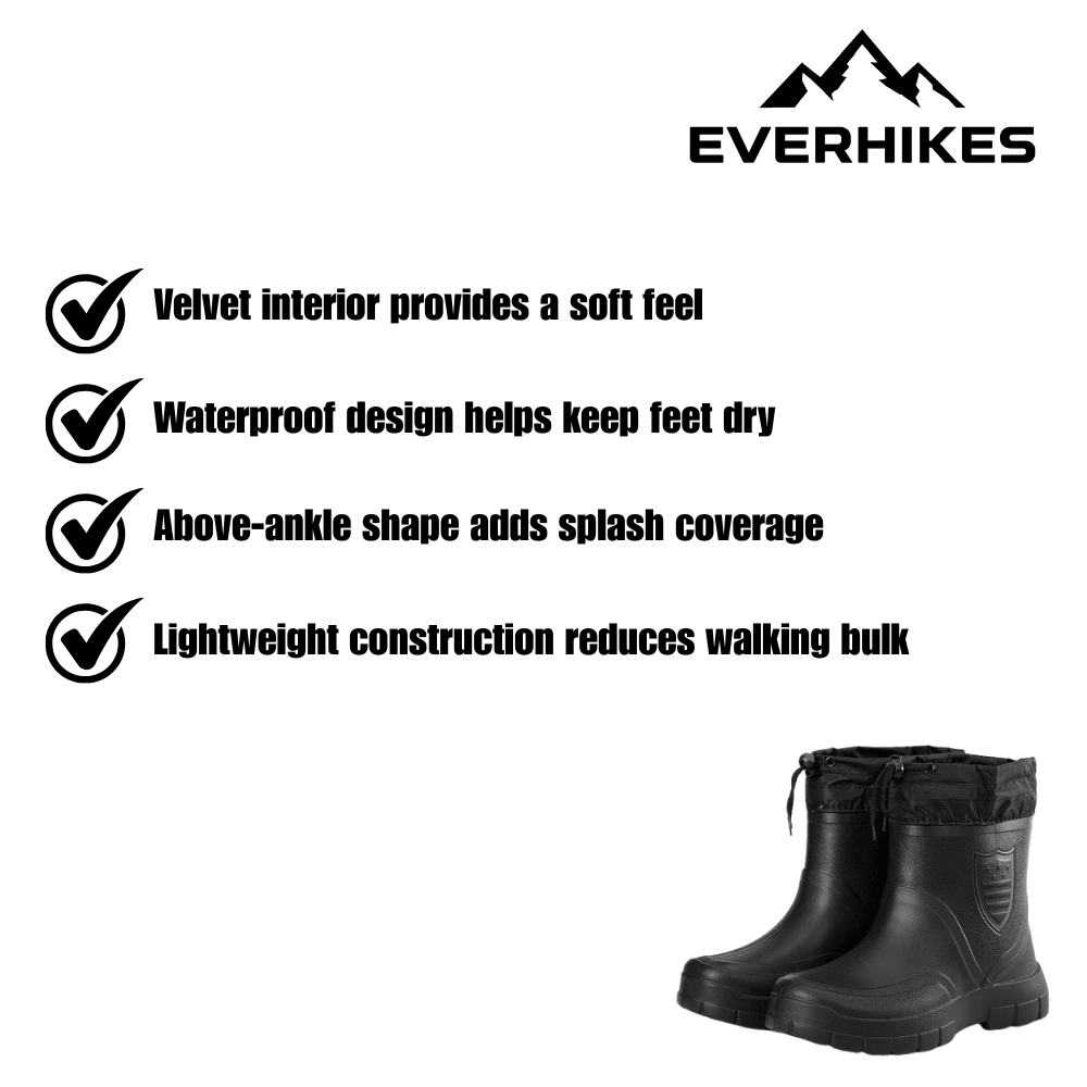 Rain Boots – Men’s Lightweight Waterproof Ankle Design - Everhikes