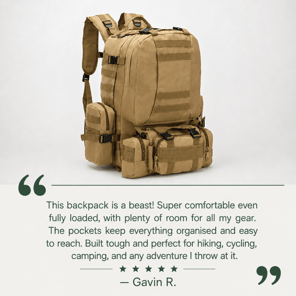 Tactical Backpack, Rugged Water-Resistant Outdoor Pack - Everhikes