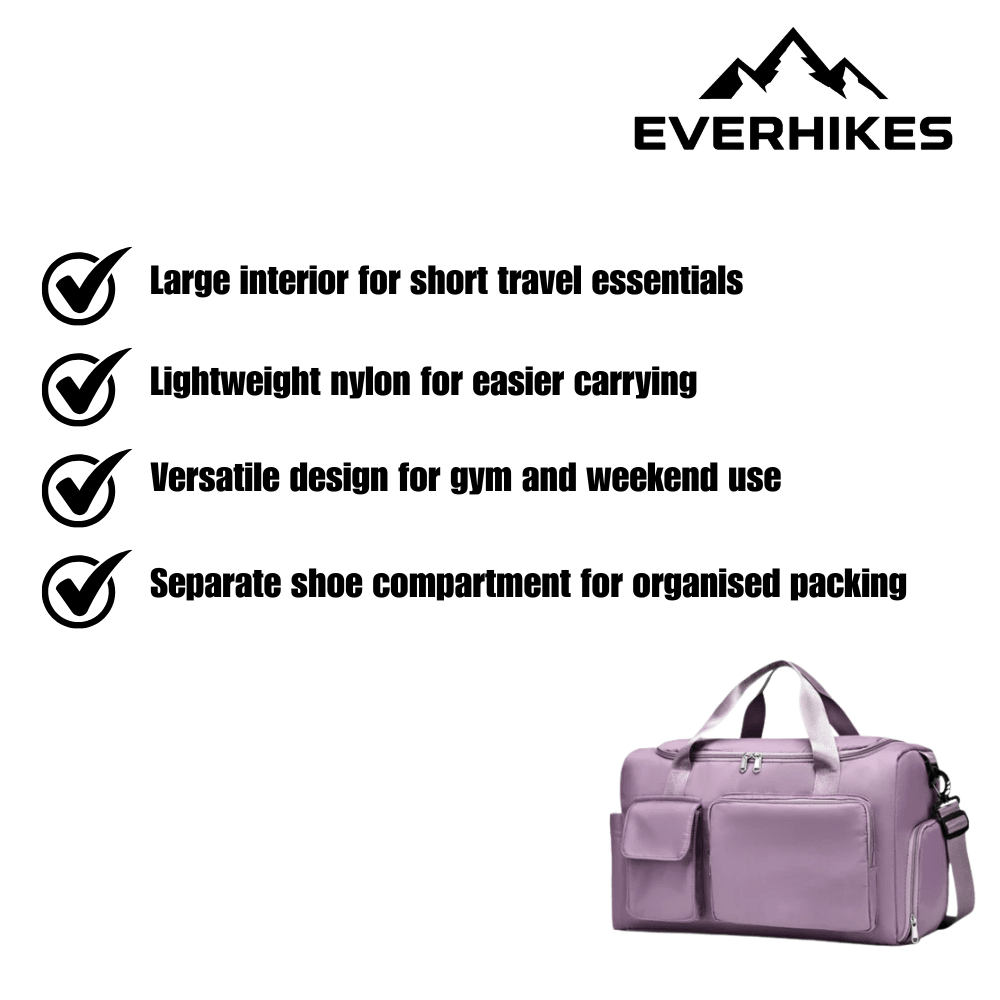 Travel Duffel Bag Large Capacity Shoe Compartment - Everhikes