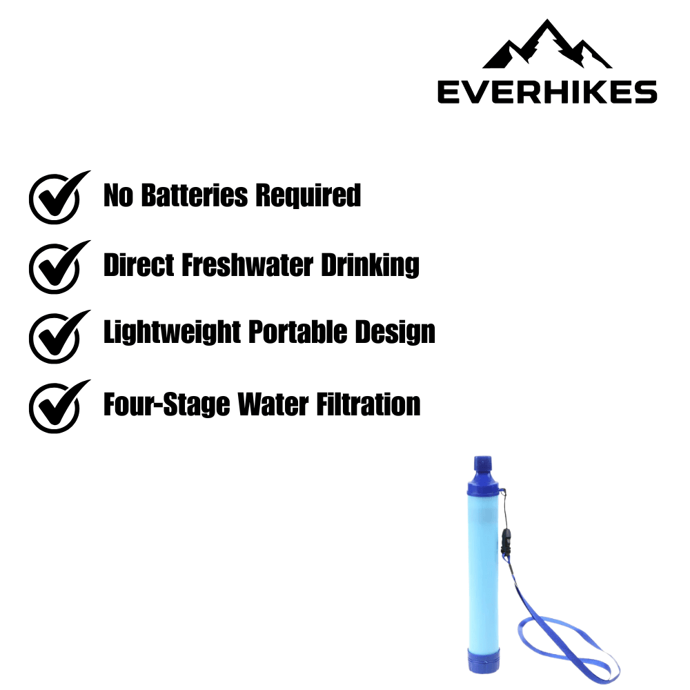 Water Filter Straw, Lightweight Portable for Hiking, Camping - Everhikes
