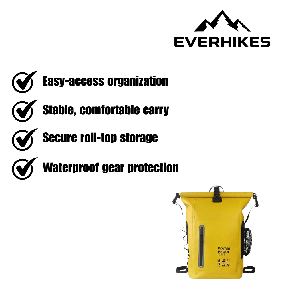 Waterproof Hiking Backpack – 30L PVC Roll - Top Day Pack | Everhikes - Everhikes