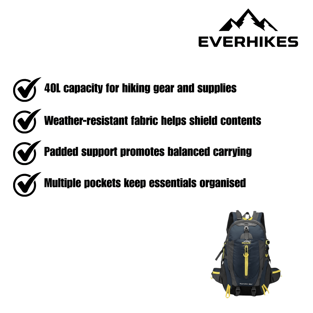 Weather-Resistant Hiking Backpack with 40L Capacity - Everhikes