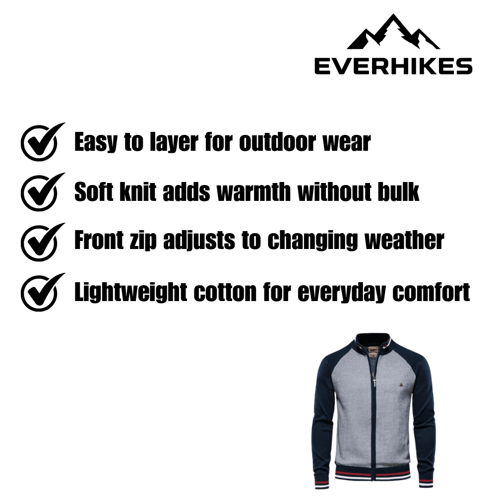 Zip Sweater Lightweight Cotton Outdoor Layer | Everhikes - Everhikes