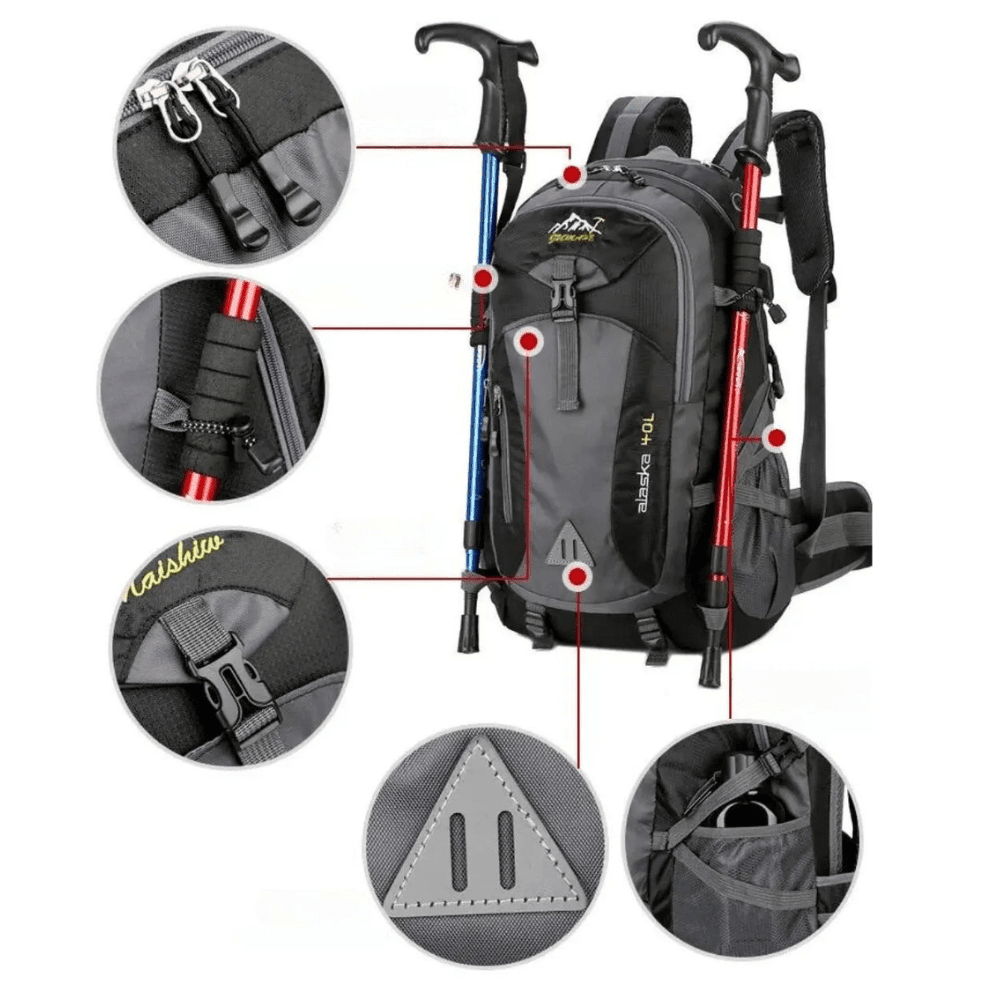 40L Hiking Backpack Water-Resistant Nylon Trekking Straps - Everhikes