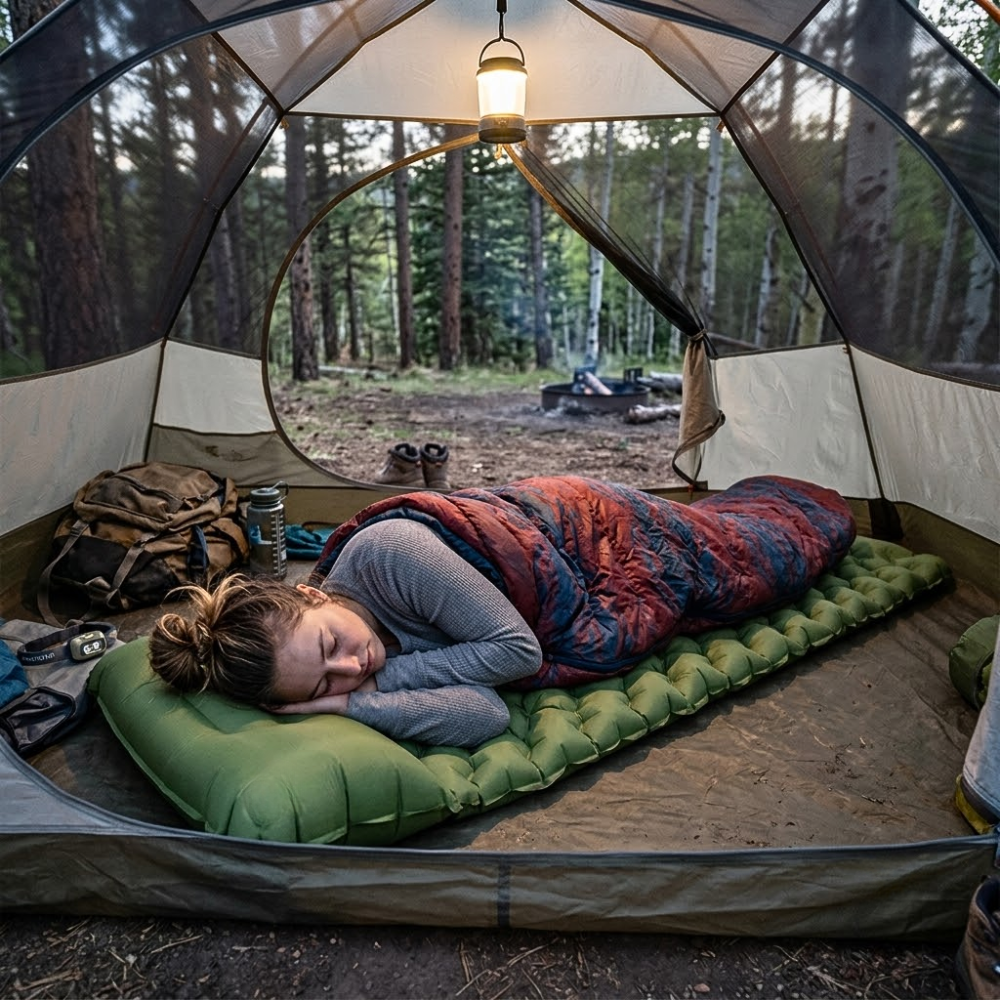 Camping Sleeping Pad Lightweight Inflatable with Built-In Pump
