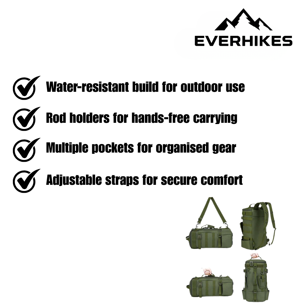 Fishing Backpack with Rod Holders, Durable Water-Resistant Pack