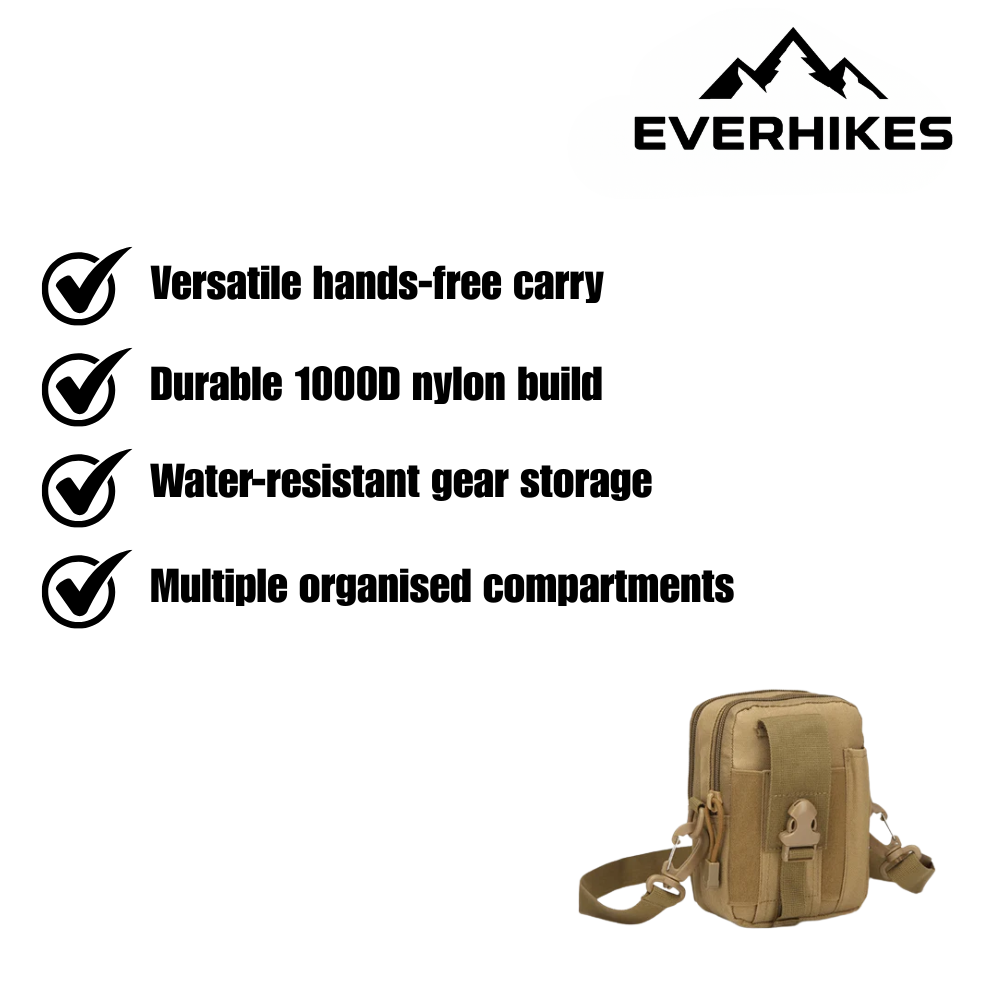 Outdoor Waist Bag, Durable Water-Resistant Nylon Pack