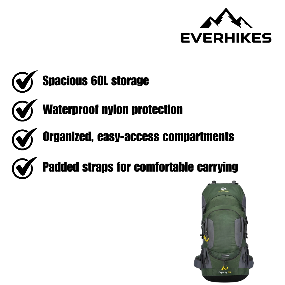 Hiking Backpack – 60L Waterproof Nylon Pack | Everhikes