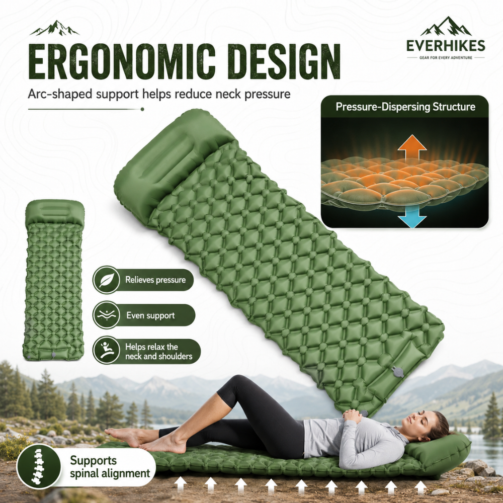 Camping Sleeping Pad Lightweight with Built-In Pump and Pillow