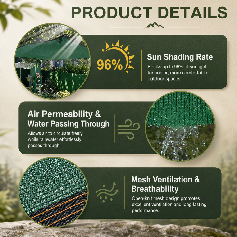 Garden Shade Cloth Breathable UV-Resistant Privacy Mesh
