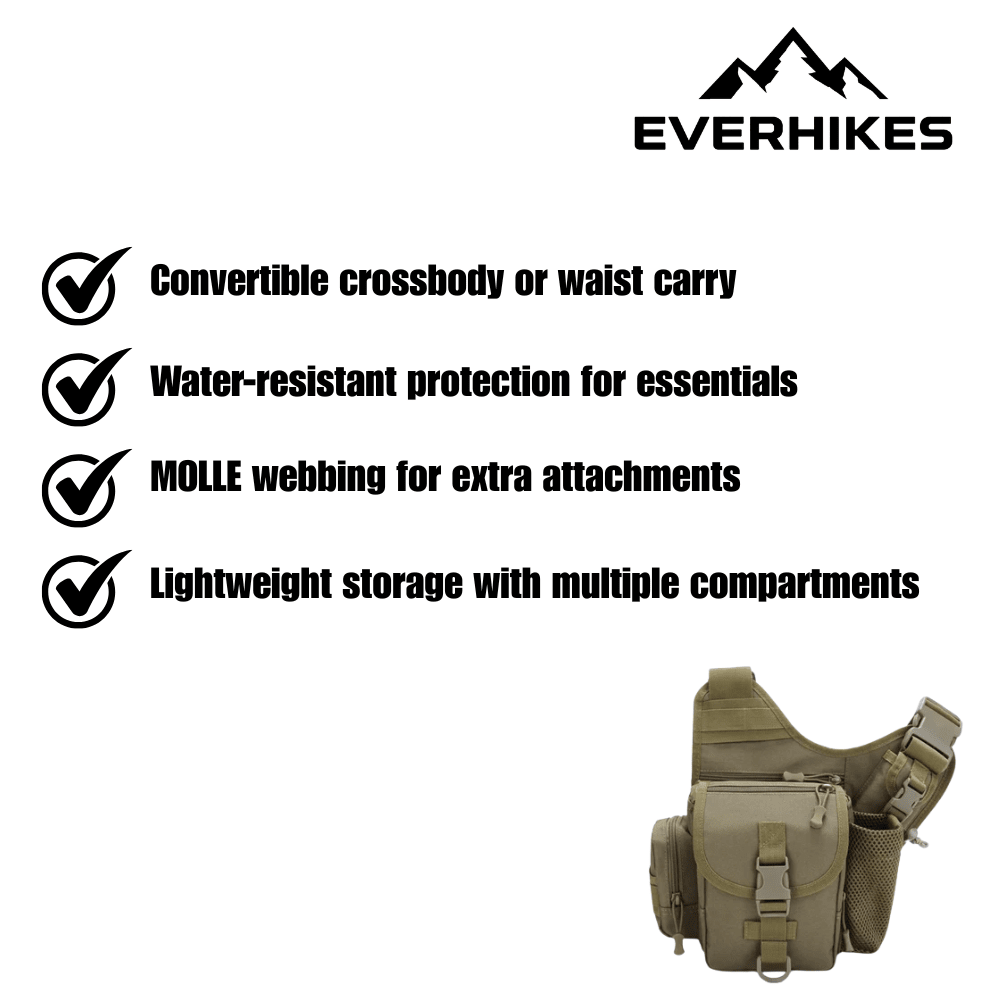 Crossbody Bag, Compact Water-Resistant for Hiking & Travel - Everhikes