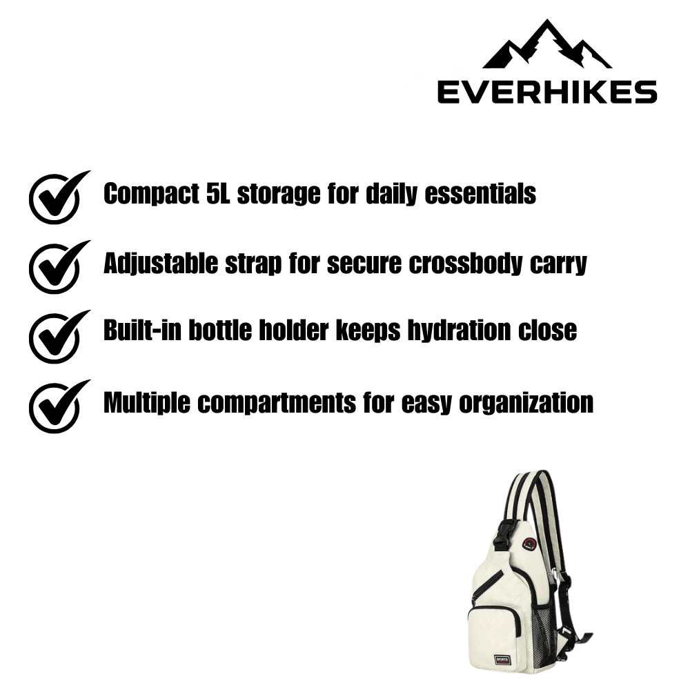 Crossbody Bag – Lightweight 5L Multi - Compartment Sling - Everhikes