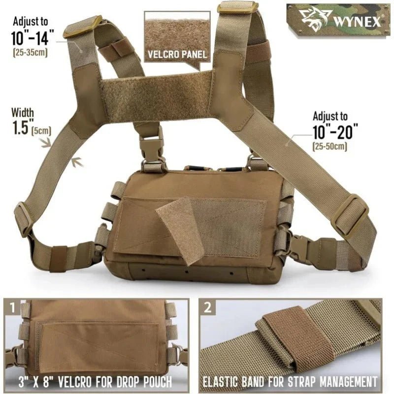 Hiking Chest Bag, Lightweight Waterproof Nylon Adjustable Fit - Everhikes