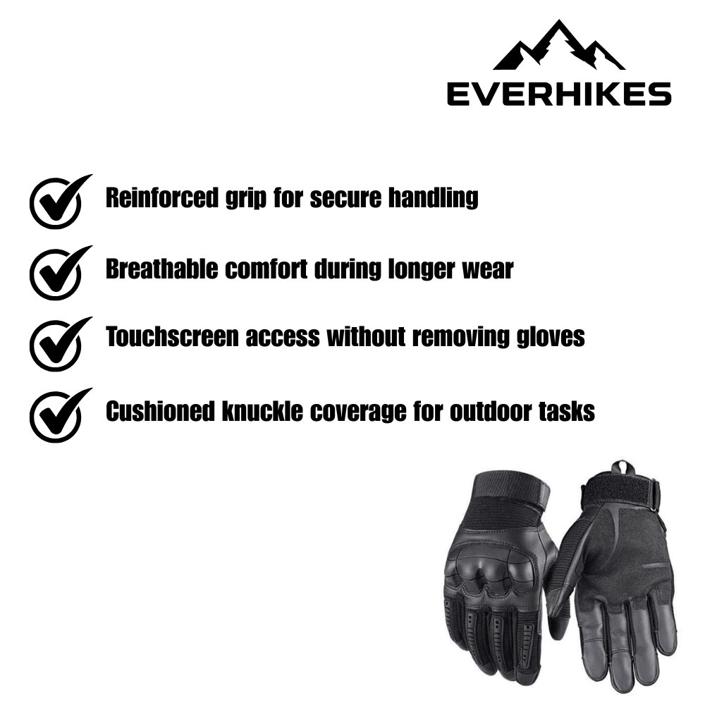 Hiking Gloves, Reinforced Grip Touchscreen Index & Thumb | Everhikes - Everhikes