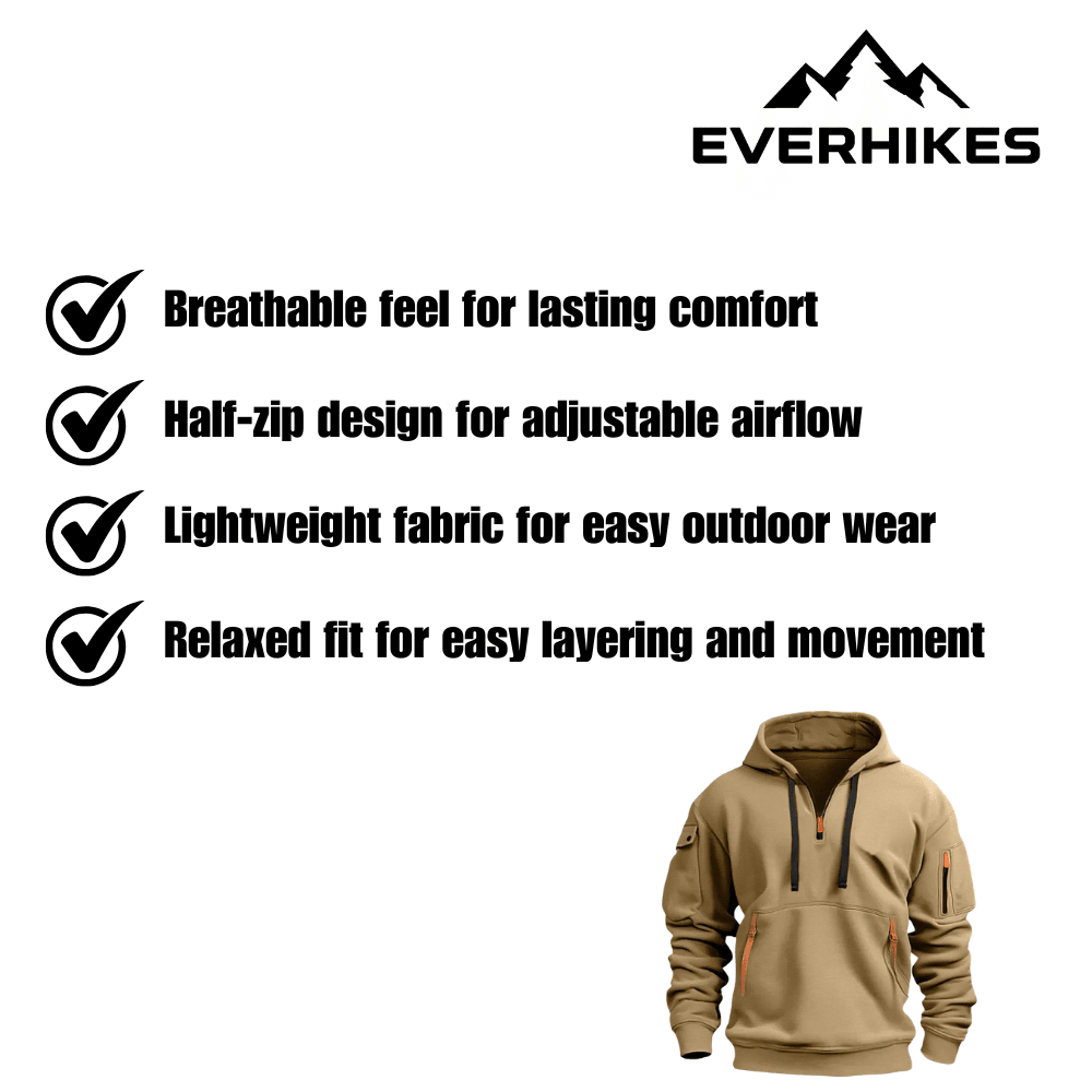 Hiking Hoodie – Lightweight Breathable Half - Zip Layer | Everhikes - Everhikes