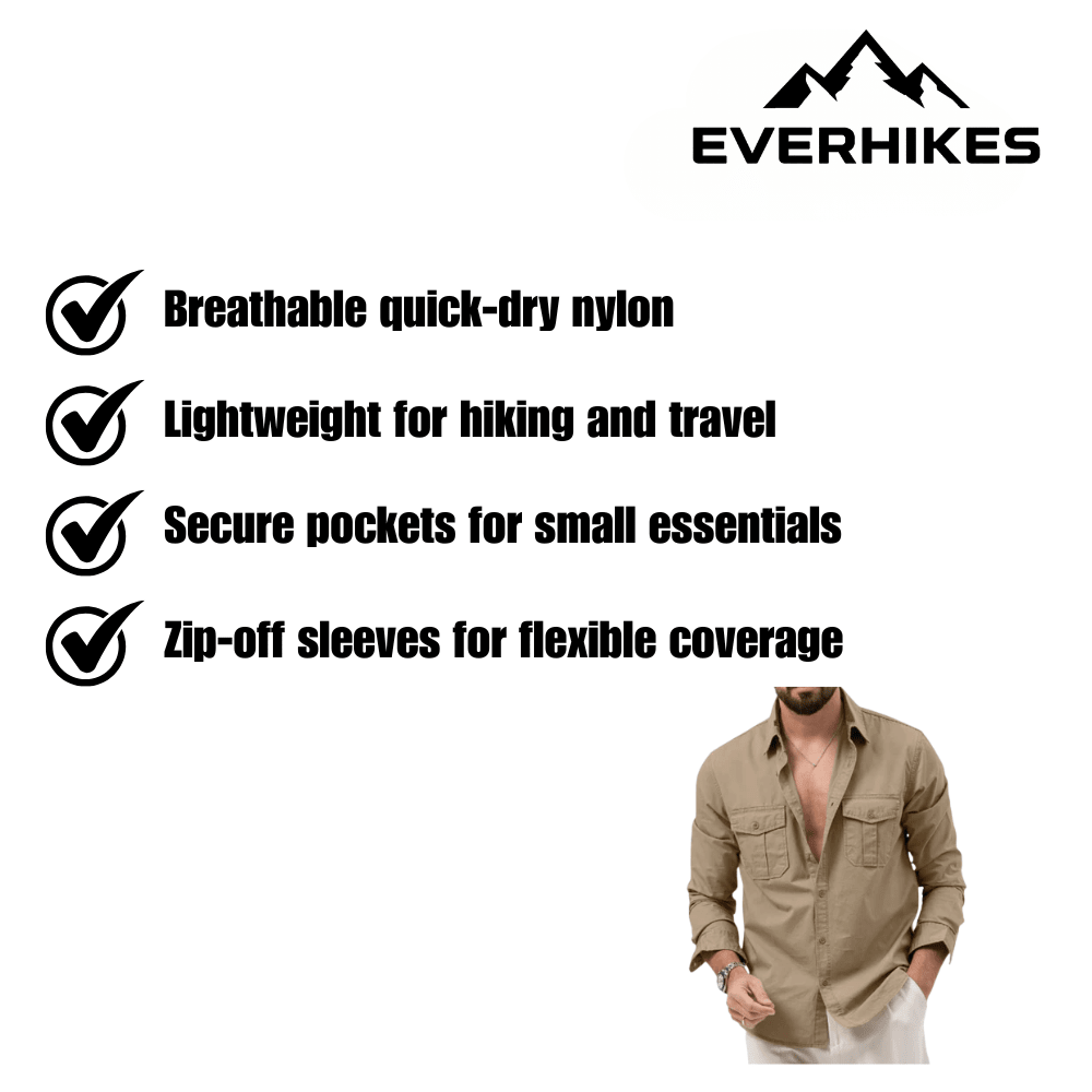 Hiking Shirt – Lightweight Breathable Men’s Convertible Shirt - Everhikes