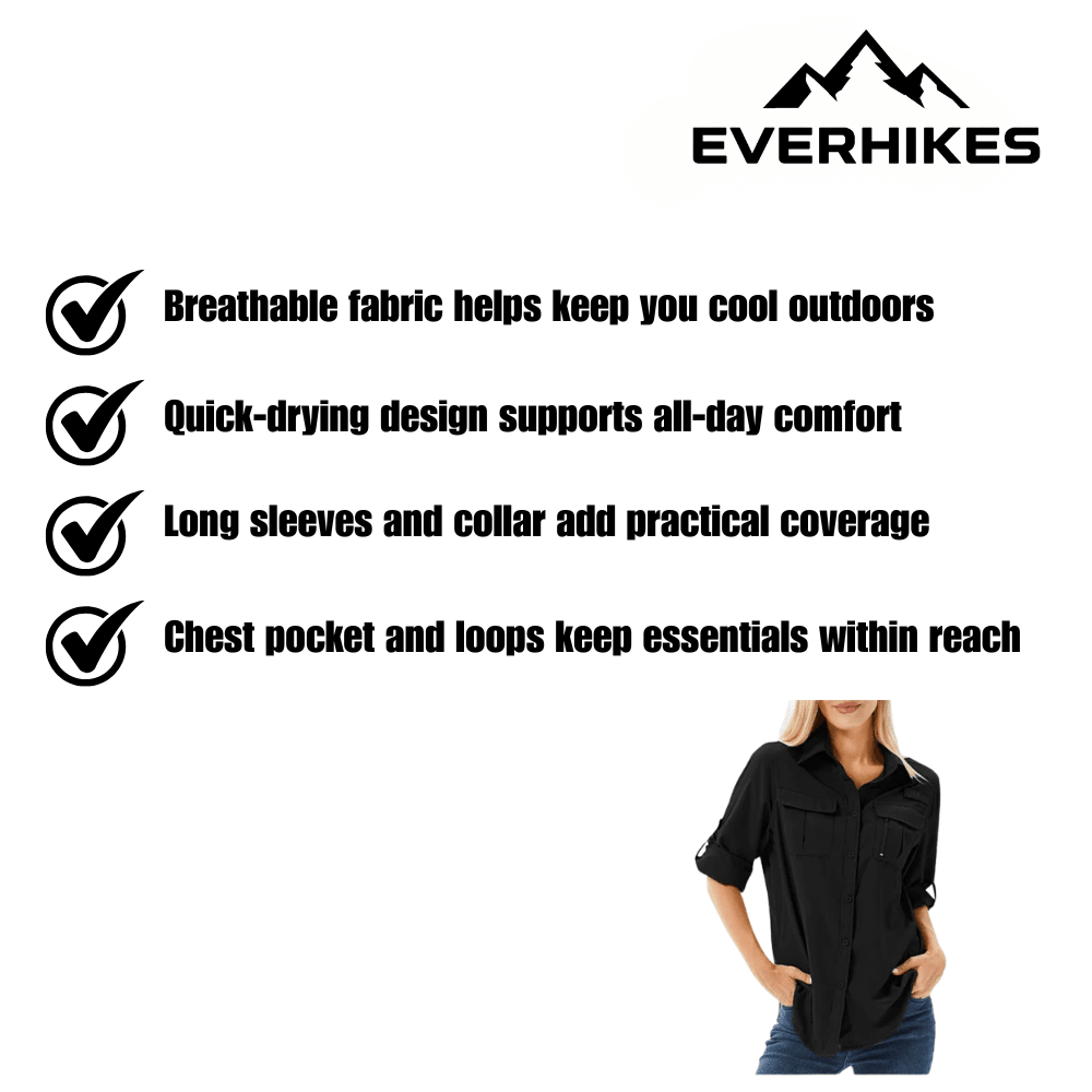 Hiking Shirt – Lightweight Breathable Women’s Long Sleeve - Everhikes