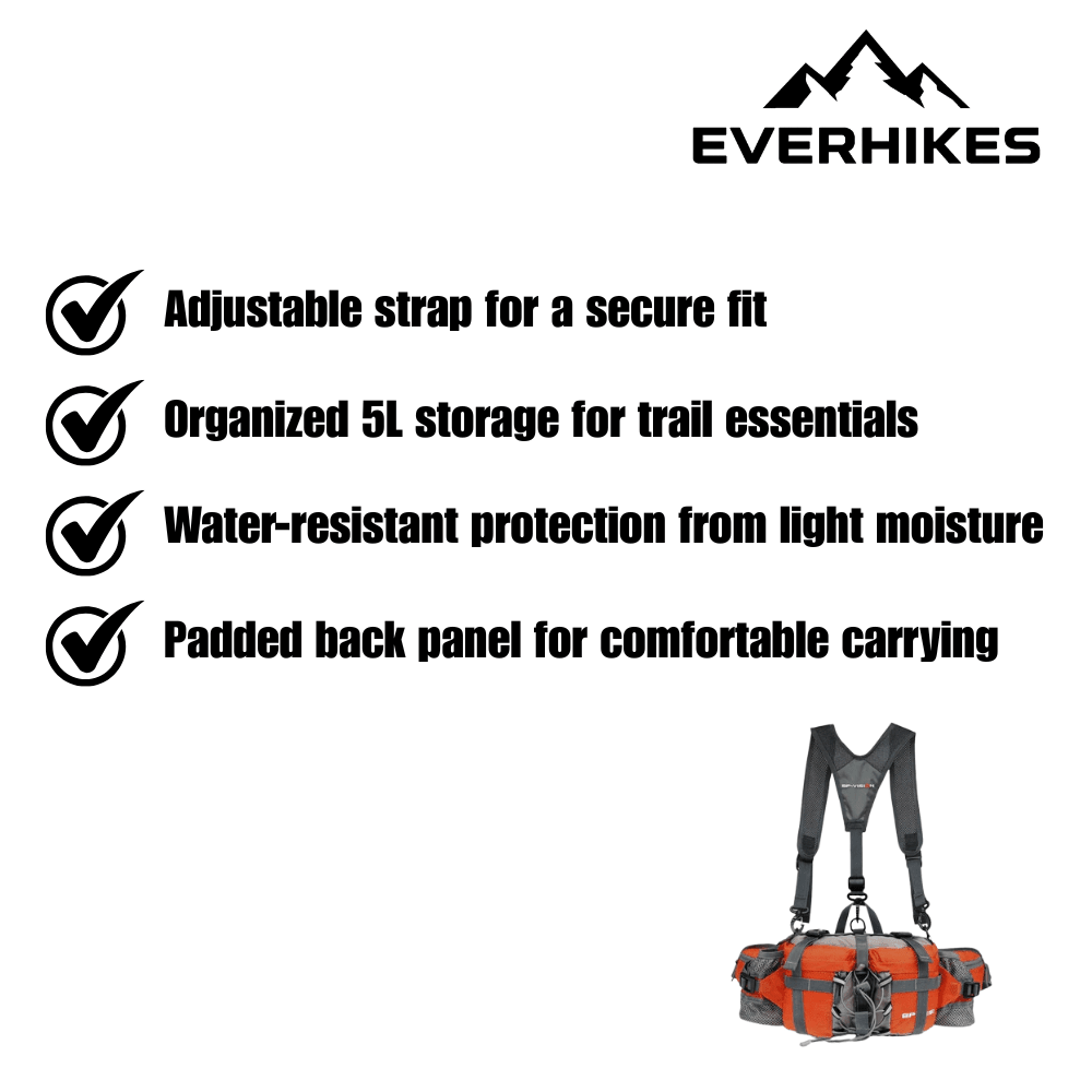 Hiking Waist Pack Water-Resistant Multi-Pocket 5L | Everhikes - Everhikes