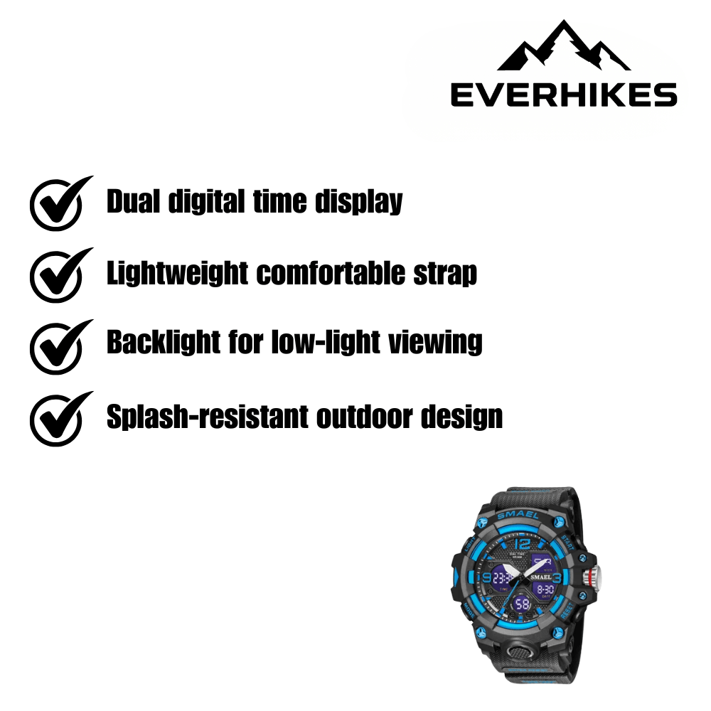 Hiking Watch, Water - Resistant Dual - Display Digital Watch - Everhikes