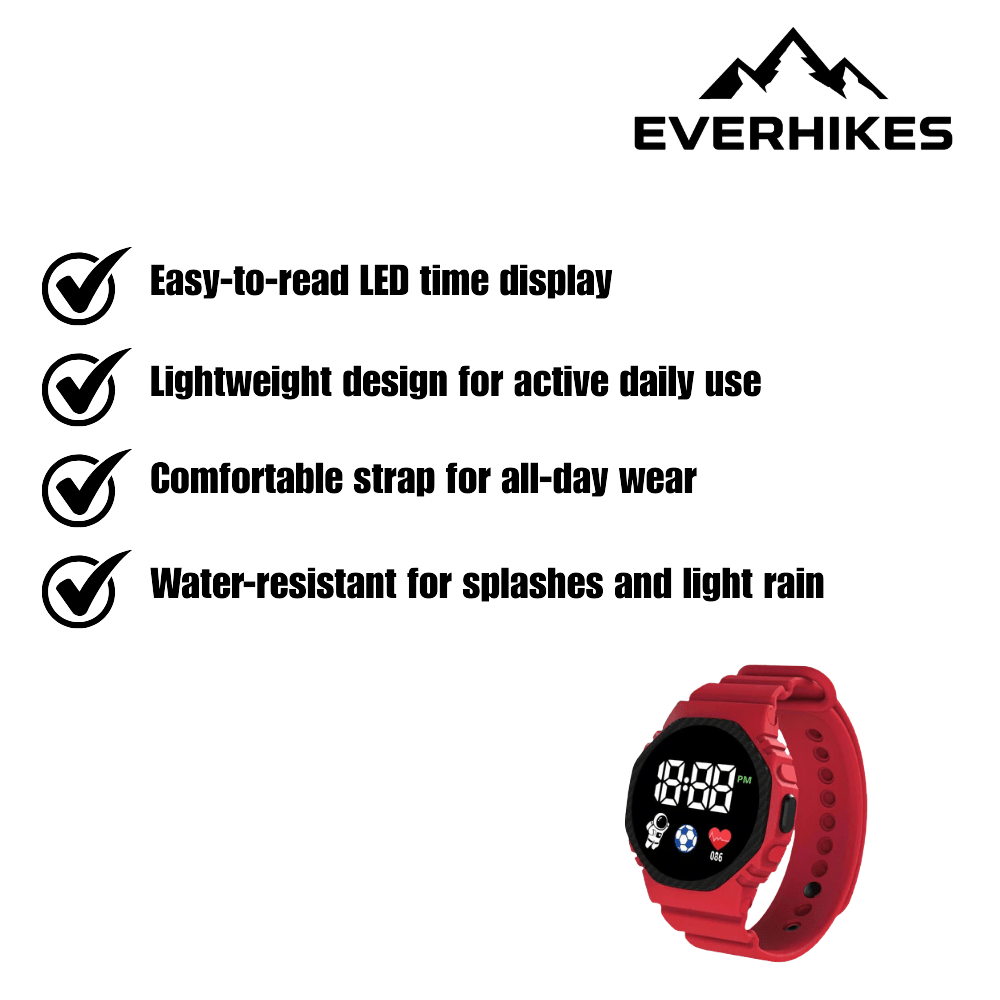 Kids Digital Watch – Lightweight Water - Resistant | Everhikes - Everhikes
