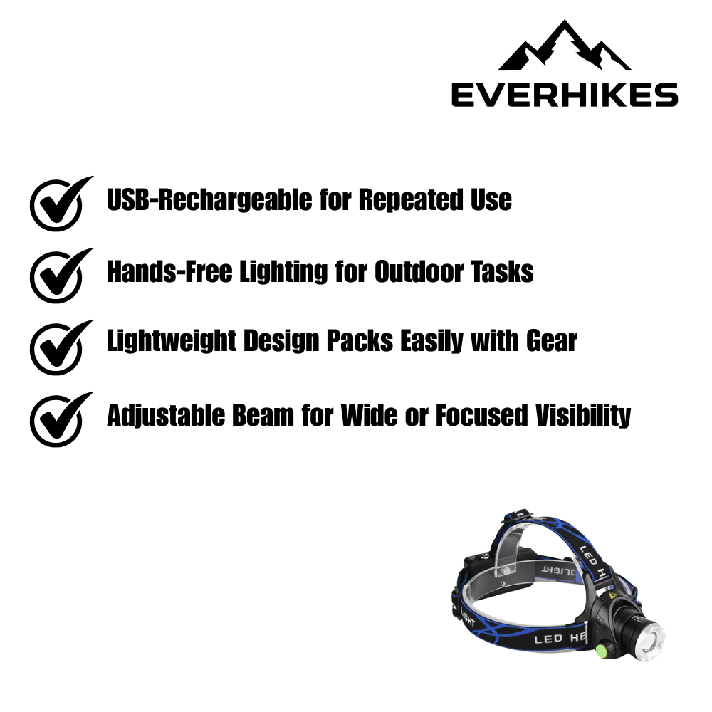 LED Headlamp, Rechargeable Water - Resistant | Everhikes - Everhikes
