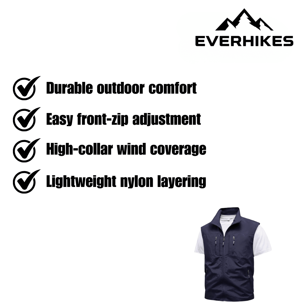Men’s Hiking Vest, Lightweight Durable Outdoor Layer - Everhikes
