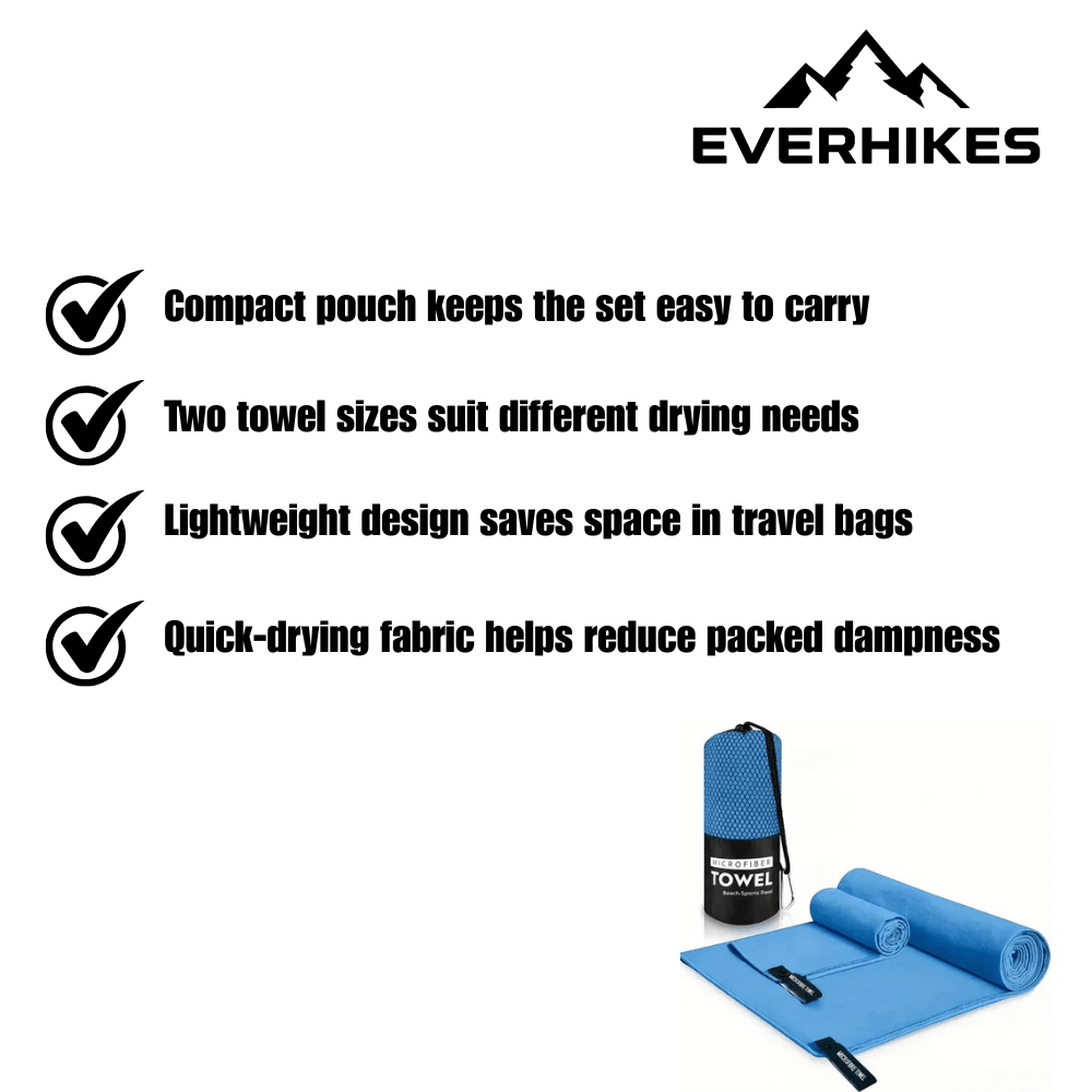 Microfiber Travel Towel Set for Hiking & Camping | Everhikes - Everhikes