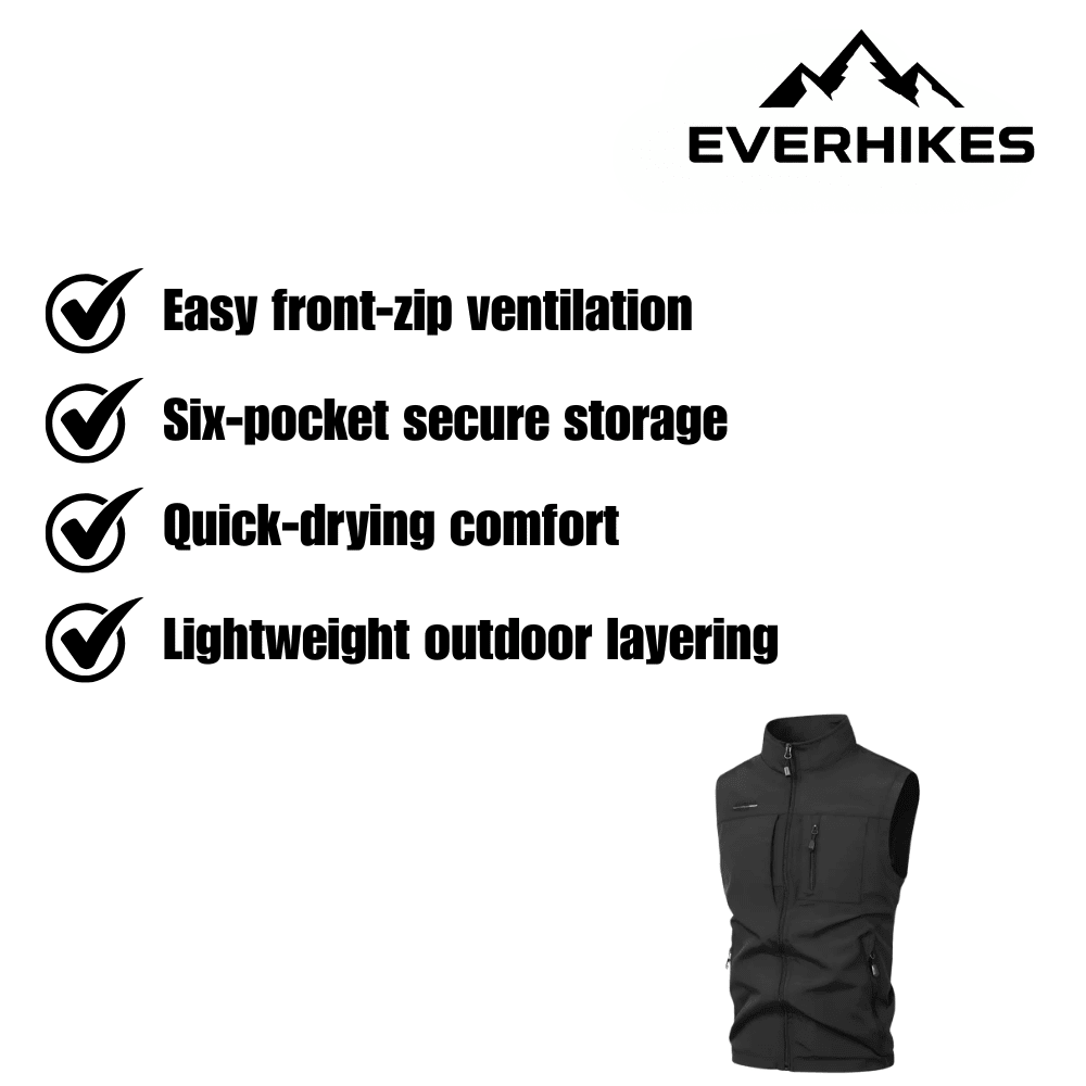 Outdoor Vest for Men, Lightweight Multi - Pocket Hiking Layer - Everhikes