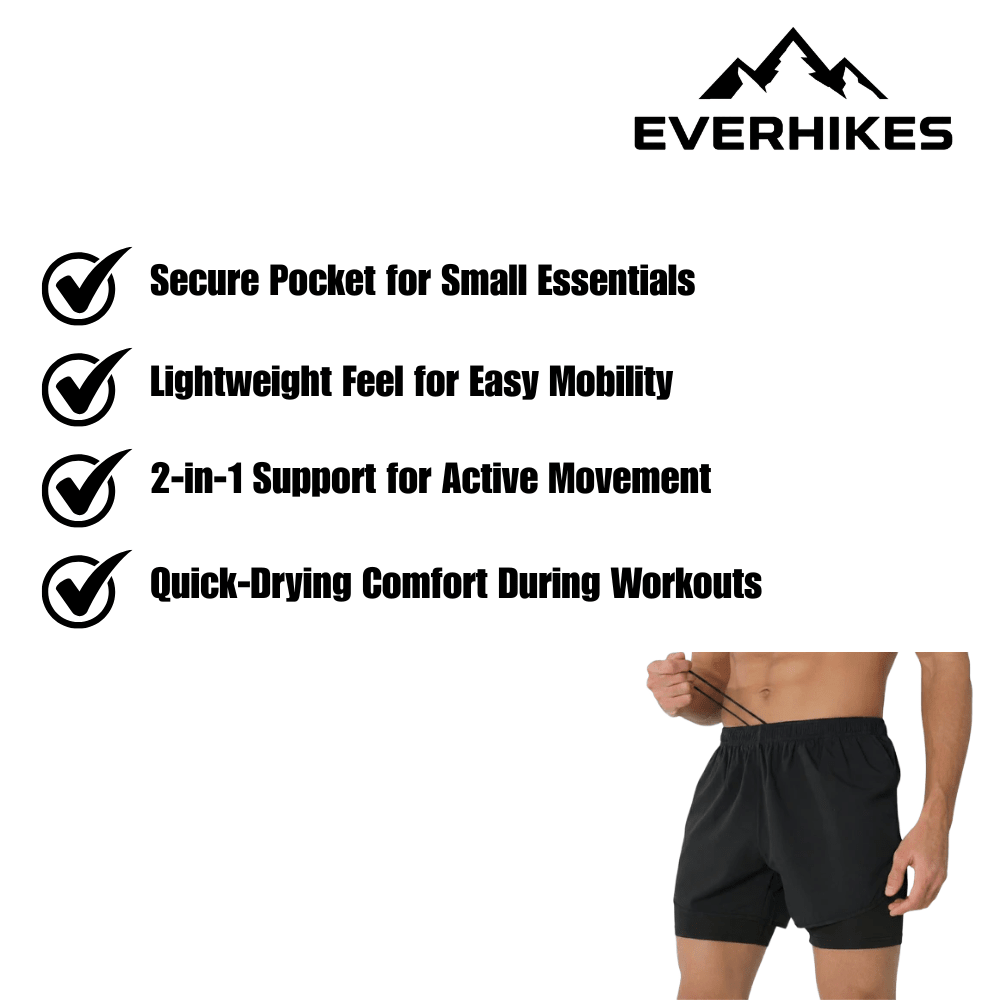Running Shorts, Lightweight Quick - Drying 2 - in - 1 | Everhikes - Everhikes
