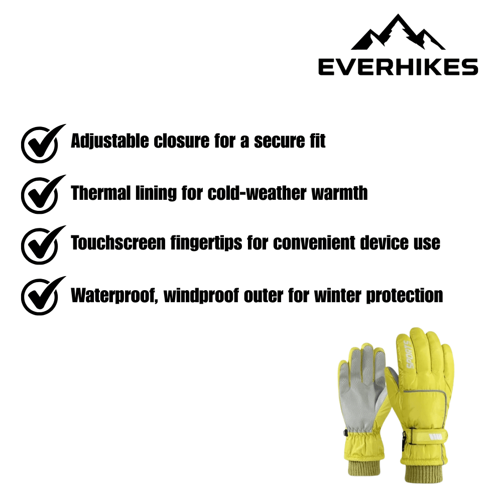 Ski Gloves, Waterproof Thermal Touchscreen | Everhikes - Everhikes