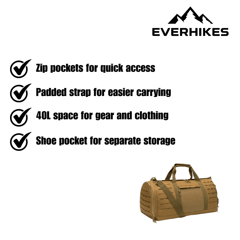 Sports Duffel Bag, Durable Compact 40L Travel Pack | Everhikes - Everhikes