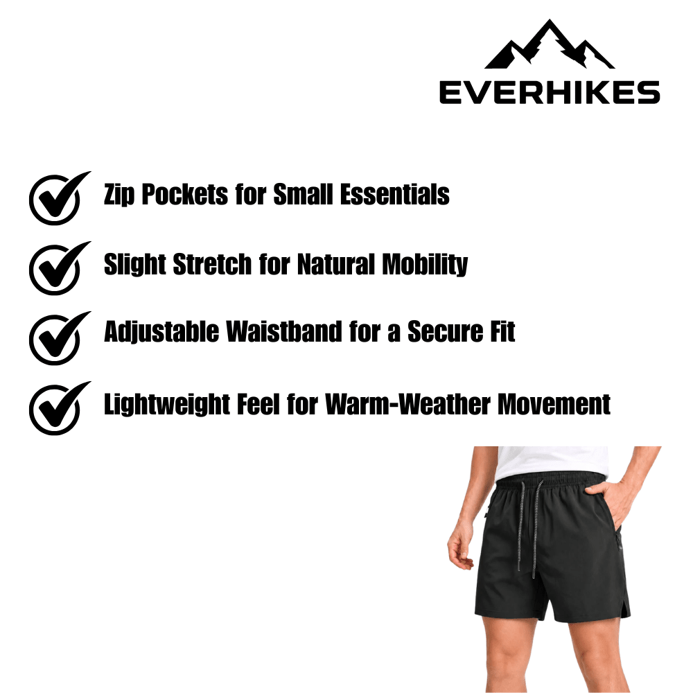 Sports Shorts, Lightweight Breathable Drawstring Shorts - Everhikes